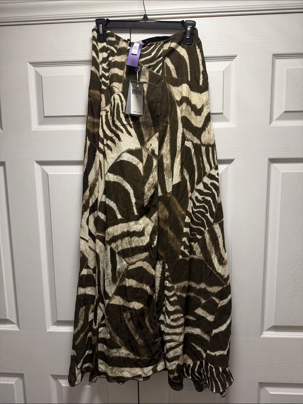 Ralph Lauren Purple Label Brown and White Zebra Print Wide Leg Skirt
